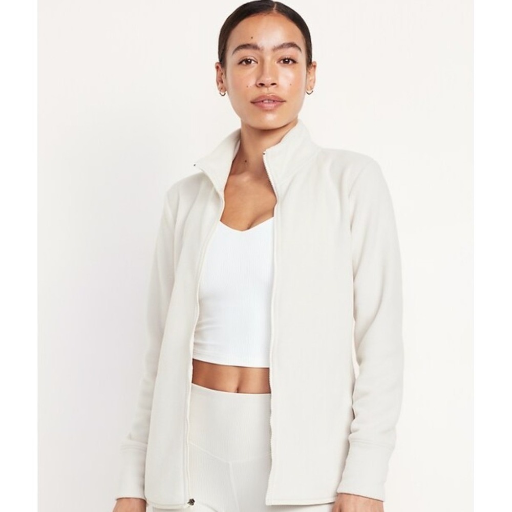Old Navy Performance Microfleece Full Zip Jacket Athleisure Active Marshmallow M - Picture 1 of 8